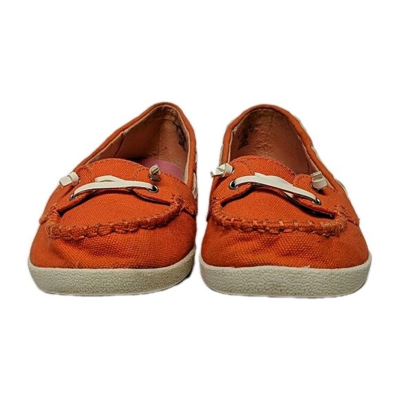 Bongo Women Canvas Boat Shoes 9 Casual Slip On Comfort Flat Orange Y2K Vintage - Picture 4 of 11